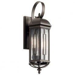 Galemore 2-Light Olde Bronze Outdoor Light Wall Sconce with Seeded Glass (1-Pack) by KICHLER