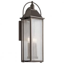 Harbor Row 4-Light Olde Bronze Outdoor Light Wall Sconce with Seeded Glass (1-Pack) by KICHLER