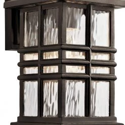 Beacon Square 12 in. 1-Light Olde Bronze Outdoor Light Wall Sconce with Clear Hammered Glass (1-Pack) by KICHLER -Kichler Sales olde bronze kichler outdoor sconces 49829oz c3 1000