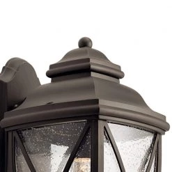 Tangier 13.5 in. 1-Light Olde Bronze Outdoor Light Wall Sconce with Clear Seeded Glass (1-Pack) by KICHLER -Kichler Sales olde bronze kichler outdoor sconces 49841oz 4f 1000