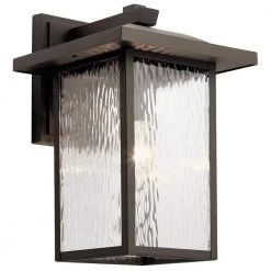Capanna 16 in. 1-Light Olde Bronze Outdoor Light Wall Sconce with Clear Water Glass (1-Pack) by KICHLER