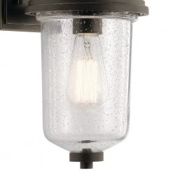 Harmont 12 in. 1-Light Olde Bronze Outdoor Light Wall Sconce Lantern with Clear Seeded Glass (1-Pack) by KICHLER -Kichler Sales olde bronze kichler outdoor sconces 59093oz 40 1000