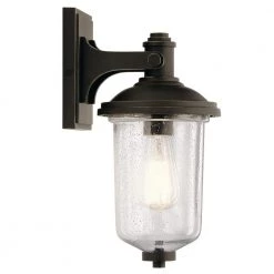 Harmont 12 in. 1-Light Olde Bronze Outdoor Light Wall Sconce Lantern with Clear Seeded Glass (1-Pack) by KICHLER -Kichler Sales olde bronze kichler outdoor sconces 59093oz c3 1000