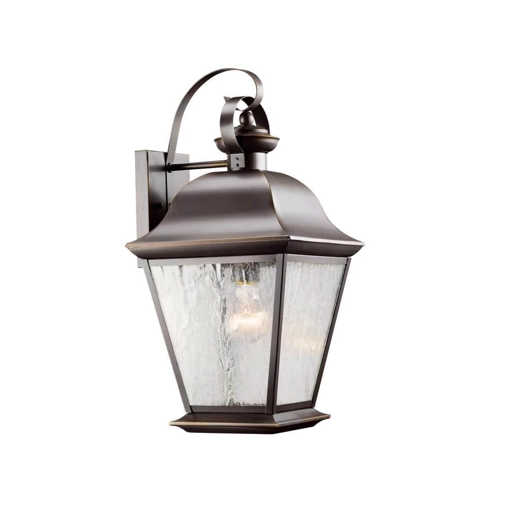 Mount Vernon 19.5 in. 1-Light Olde Bronze Outdoor Light Wall Mount Lantern with Clear Seeded Glass Panels (1-Pack) by KICHLER 3 Mount Vernon 19.5 in. 1-Light Olde Bronze Outdoor Light Wall Mount Lantern with Clear Seeded Glass Panels (1-Pack) by KICHLER