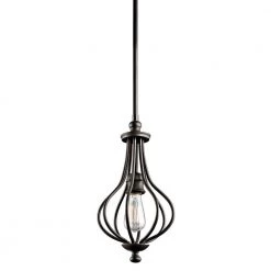 Kensington 1-Light Olde Bronze Farmhouse Kitchen Mini Pendant Hanging Light by KICHLER