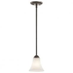 Keiran 1-Light Olde Bronze Transitional Kitchen Mini Pendant Hanging Light with Satin Etched White Glass by KICHLER