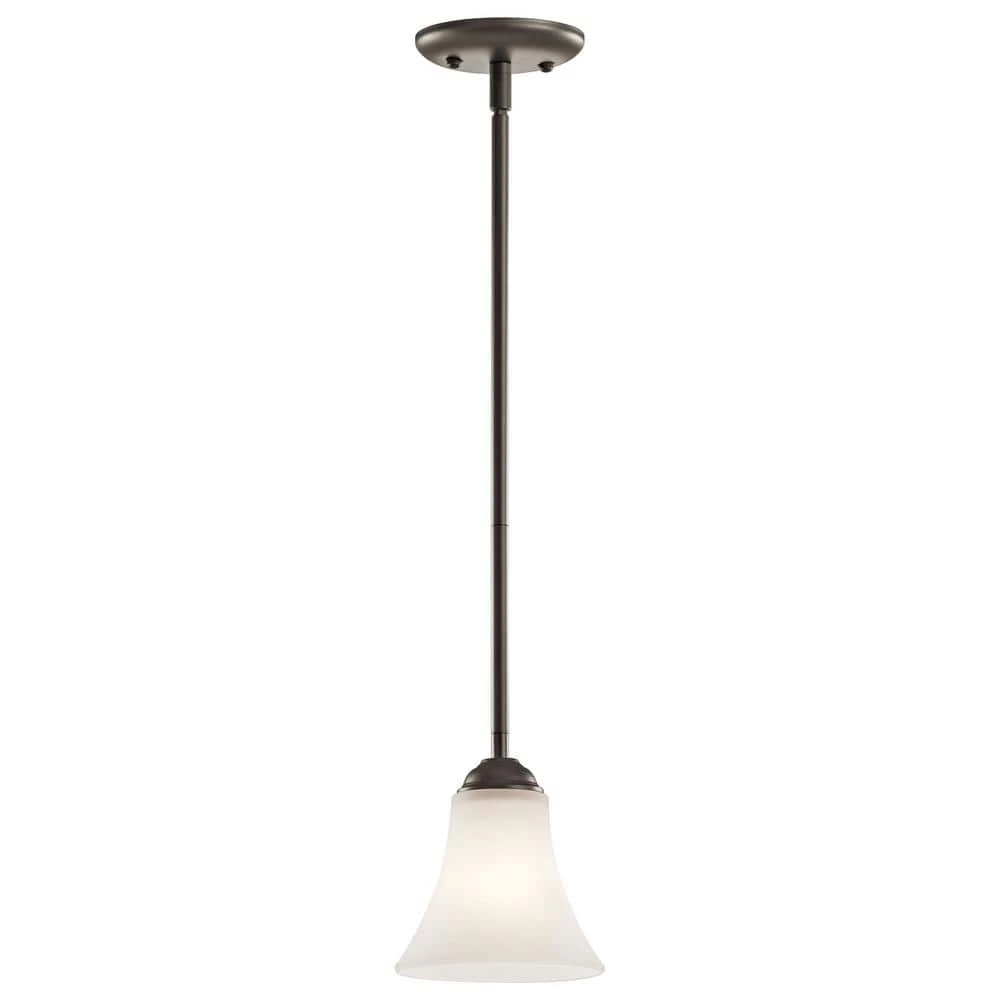 Keiran 1-Light Olde Bronze Transitional Kitchen Mini Pendant Hanging Light with Satin Etched White Glass by KICHLER 3 Keiran 1-Light Olde Bronze Transitional Kitchen Mini Pendant Hanging Light with Satin Etched White Glass by KICHLER