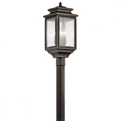 Wiscombe Park 4-Light Olde Bronze Outdoor Lamp Post Light with Clear Seeded Glass (1-Pack) by KICHLER