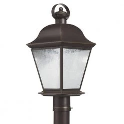 Mount Vernon 1-Light Olde Bronze Integrated LED Outdoor Lamp Post Light with Clear Seeded Glass Shade (1-Pack) by KICHLER