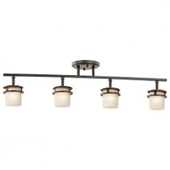 Hendrik 2.5 ft. 4-Light Olde Bronze Track Lighting Kit with Light Umber Etched Glass by KICHLER