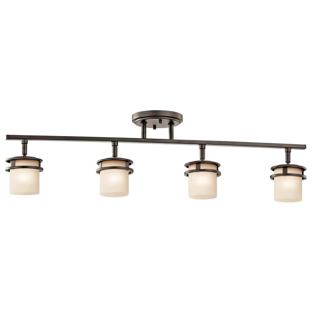 Hendrik 2.5 ft. 4-Light Olde Bronze Track Lighting Kit with Light Umber Etched Glass by KICHLER 3 Hendrik 2.5 ft. 4-Light Olde Bronze Track Lighting Kit with Light Umber Etched Glass by KICHLER