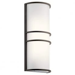 Independence 44-Watt Olde Bronze Integrated LED Bathroom Indoor Wall Sconce with Frosted Glass Shade by KICHLER