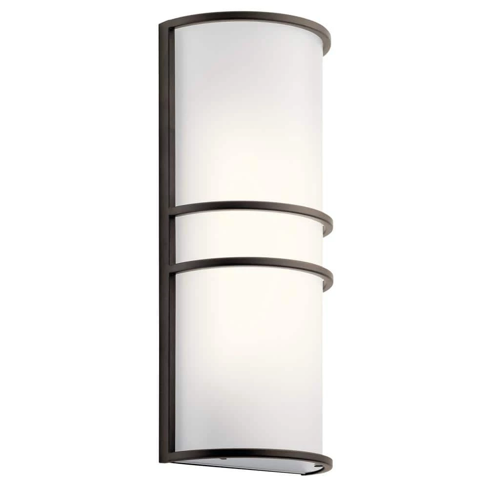 Independence 44-Watt Olde Bronze Integrated LED Bathroom Indoor Wall Sconce with Frosted Glass Shade by KICHLER 3 Independence 44-Watt Olde Bronze Integrated LED Bathroom Indoor Wall Sconce with Frosted Glass Shade by KICHLER