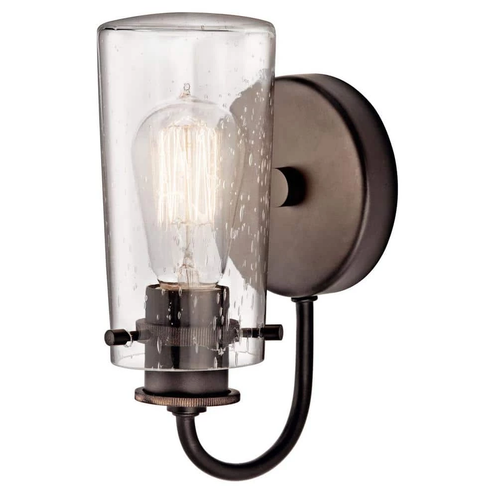 Braelyn 1-Light Olde Bronze Bathroom Indoor Wall Sconce with Clear Seeded Glass Shade by KICHLER 6 Braelyn 1-Light Olde Bronze Bathroom Indoor Wall Sconce with Clear Seeded Glass Shade by KICHLER - Image 4