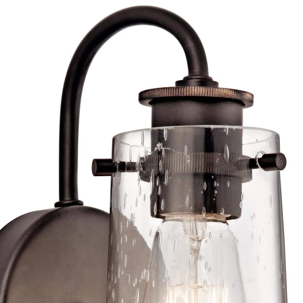 Braelyn 1-Light Olde Bronze Bathroom Indoor Wall Sconce with Clear Seeded Glass Shade by KICHLER 5 Braelyn 1-Light Olde Bronze Bathroom Indoor Wall Sconce with Clear Seeded Glass Shade by KICHLER - Image 3