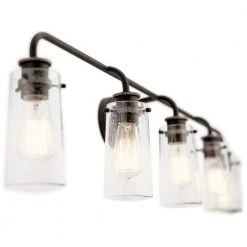 Braelyn 5-Light Olde Bronze Bathroom Vanity Light with Clear Seedy Glass by KICHLER -Kichler Sales olde bronze kichler vanity lighting 45461oz 4f 1000