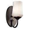 Aubrey 1-Light Olde Bronze Bathroom Indoor Wall Sconce with Satin Etched Cased Opal Glass Shade by KICHLER -Kichler Sales olde bronze kichler vanity lighting 45568oz 64 1000