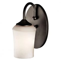 Aubrey 1-Light Olde Bronze Bathroom Indoor Wall Sconce with Satin Etched Cased Opal Glass Shade by KICHLER -Kichler Sales olde bronze kichler vanity lighting 45568oz c3 1000