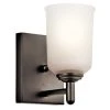 Shailene 1-Light Olde Bronze Bathroom Indoor Wall Sconce with Satin Etched Glass Shade by KICHLER -Kichler Sales olde bronze kichler vanity lighting 45572oz 64 1000