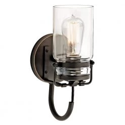 Brinley 1-Light Olde Bronze Bathroom Indoor Wall Sconce with Clear Glass Shade by KICHLER -Kichler Sales olde bronze kichler vanity lighting 45576oz 1f 1000