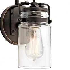 Brinley 1-Light Olde Bronze Bathroom Indoor Wall Sconce with Clear Glass Shade by KICHLER -Kichler Sales olde bronze kichler vanity lighting 45576oz 4f 1000