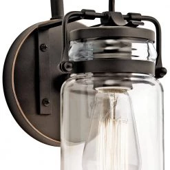 Brinley 1-Light Olde Bronze Bathroom Indoor Wall Sconce with Clear Glass Shade by KICHLER -Kichler Sales olde bronze kichler vanity lighting 45576oz c3 1000