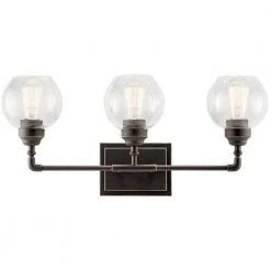 Niles 3-Light Olde Bronze Bathroom Vanity Light with Clear Seeded Glass by KICHLER