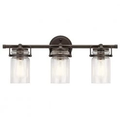 Brinley 3-Light Olde Bronze Bathroom Vanity Light with Clear Glass by KICHLER -Kichler Sales olde bronze kichler vanity lighting 45689oz c3 1000