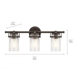 Brinley 3-Light Olde Bronze Bathroom Vanity Light with Clear Glass by KICHLER -Kichler Sales olde bronze kichler vanity lighting 45689oz fa 1000