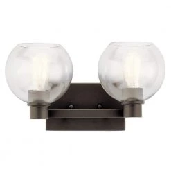 Harmony 15.5 in. 2-Light Olde Bronze Bathroom Vanity Light with Clear Glass Shade by KICHLER