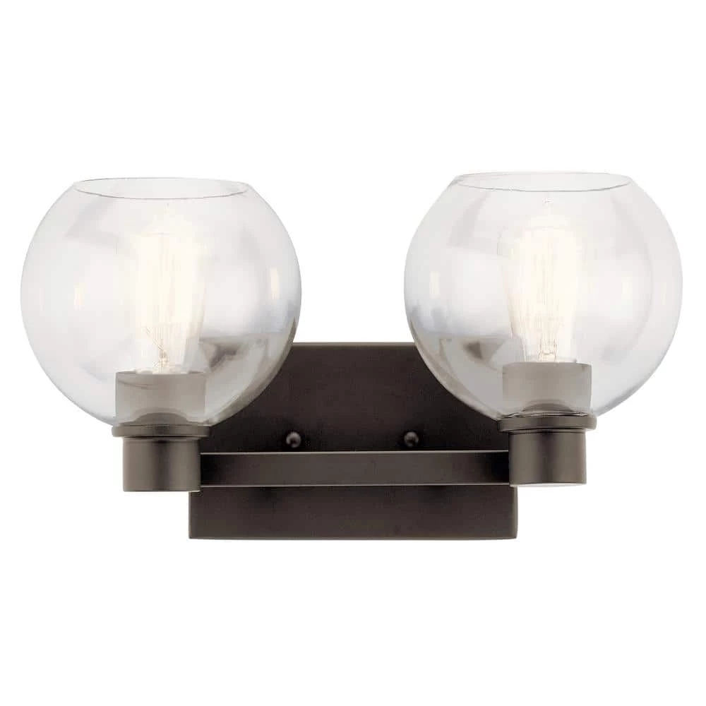 Harmony 15.5 in. 2-Light Olde Bronze Bathroom Vanity Light with Clear Glass Shade by KICHLER 3 Harmony 15.5 in. 2-Light Olde Bronze Bathroom Vanity Light with Clear Glass Shade by KICHLER