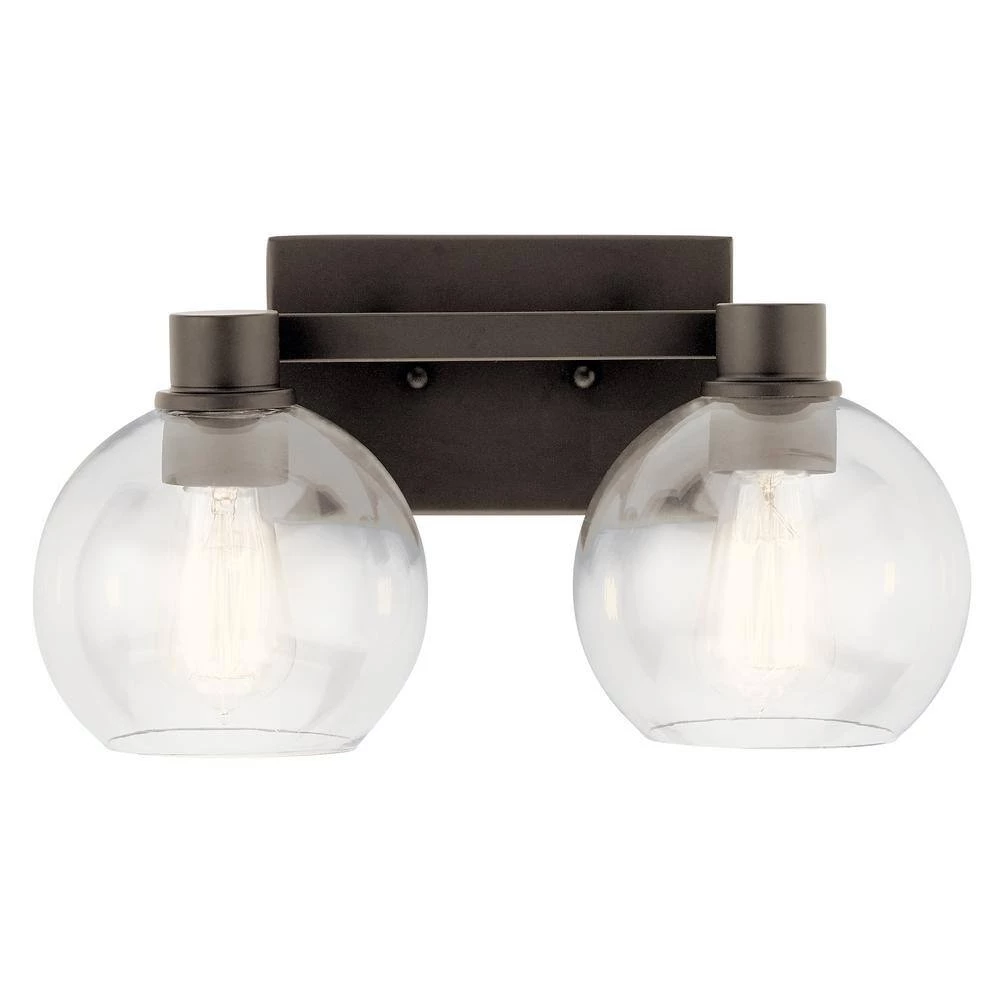 Harmony 15.5 in. 2-Light Olde Bronze Bathroom Vanity Light with Clear Glass Shade by KICHLER 4 Harmony 15.5 in. 2-Light Olde Bronze Bathroom Vanity Light with Clear Glass Shade by KICHLER - Image 2