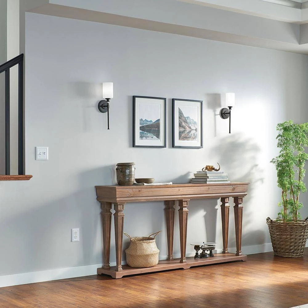 Joelson 10-Watt Olde Bronze Integrated LED Bathroom Indoor Wall Sconce with Satin Etched Cased Opal Shade by KICHLER 4 Joelson 10-Watt Olde Bronze Integrated LED Bathroom Indoor Wall Sconce with Satin Etched Cased Opal Shade by KICHLER - Image 2