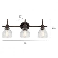 Avery 3-Light Olde Bronze Bathroom Vanity Light with Clear Seeded Glass by KICHLER -Kichler Sales olde bronze kichler vanity lighting 45973oz 44 1000