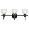 Avery 3-Light Olde Bronze Bathroom Vanity Light with Clear Seeded Glass by KICHLER -Kichler Sales olde bronze kichler vanity lighting 45973oz 64 1000