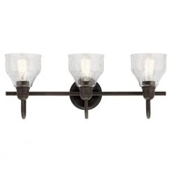 Avery 3-Light Olde Bronze Bathroom Vanity Light with Clear Seeded Glass by KICHLER