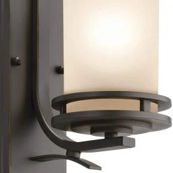 Hendrik 1-Light Olde Bronze Bathroom Indoor Wall Sconce with Light Umber Etched Glass Shade by KICHLER -Kichler Sales olde bronze kichler vanity lighting 5076oz 4f 1000