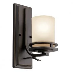 Hendrik 1-Light Olde Bronze Bathroom Indoor Wall Sconce with Light Umber Etched Glass Shade by KICHLER