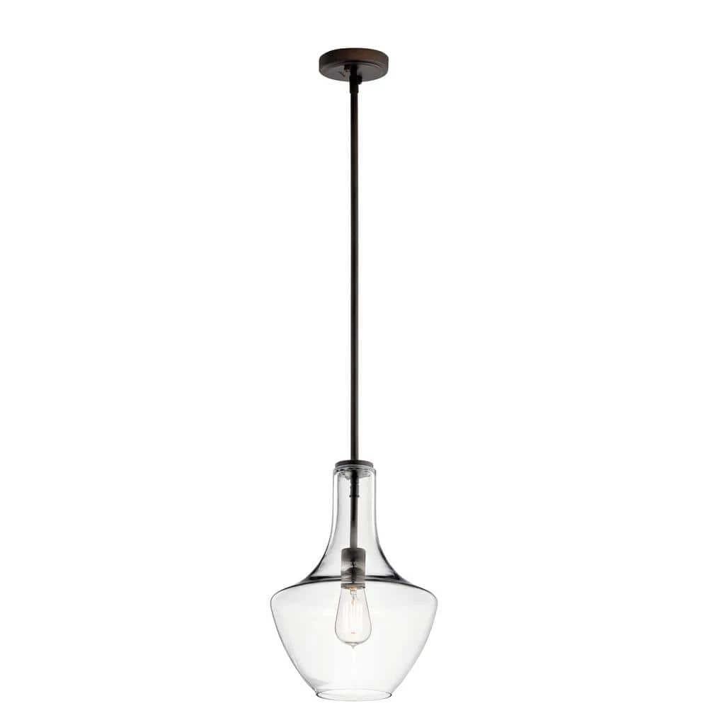 Everly 15.25 in. 1-Light Olde Bronze Transitional Kitchen Bell Pendant Hanging Light with Clear Glass by KICHLER 3 Everly 15.25 in. 1-Light Olde Bronze Transitional Kitchen Bell Pendant Hanging Light with Clear Glass by KICHLER