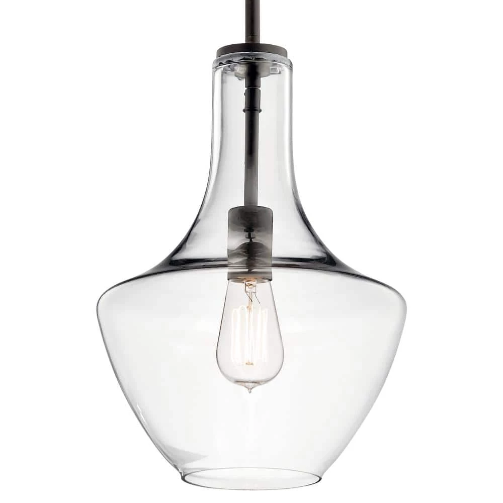 Everly 15.25 in. 1-Light Olde Bronze Transitional Kitchen Bell Pendant Hanging Light with Clear Glass by KICHLER 5 Everly 15.25 in. 1-Light Olde Bronze Transitional Kitchen Bell Pendant Hanging Light with Clear Glass by KICHLER - Image 3