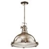 Hatteras Bay 16 in. 1-Light Polished Nickel Vintage Industrial Kitchen Pendant Hanging Light with Clear Fresnel Lens by KICHLER -Kichler Sales polished nickel kichler chandeliers 2682pn 64 1000