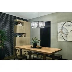 Titus 8-Light Polished Nickel Contemporary Drum Dining Room Chandelier with Black Metal Shade by KICHLER -Kichler Sales polished nickel kichler chandeliers 43715pn 1f 1000