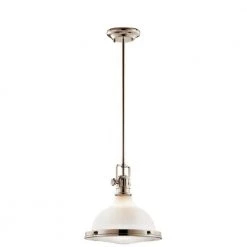 Hatteras Bay 11 in. 1-Light Polished Nickel Vintage Industrial Kitchen Pendant Hanging Light by KICHLER