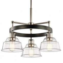 Eastmont 3-Light Polished Nickel Vintage Industrial Dining Room Chandelier with Clear Glass by KICHLER -Kichler Sales polished nickel kichler chandeliers 52402pn c3 1000
