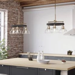 Eastmont 3-Light Polished Nickel Vintage Industrial Dining Room Chandelier with Clear Glass by KICHLER -Kichler Sales polished nickel kichler chandeliers 52402pn fa 1000