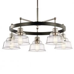 Eastmont 5-Light Polished Nickel Vintage Industrial Dining Room Chandelier with Clear Glass by KICHLER -Kichler Sales polished nickel kichler chandeliers 52403pn c3 1000