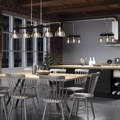 Eastmont 5-Light Polished Nickel Vintage Industrial Dining Room Linear Chandelier with Clear Glass by KICHLER -Kichler Sales polished nickel kichler chandeliers 52404pn 76 1000