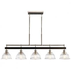 Eastmont 5-Light Polished Nickel Vintage Industrial Dining Room Linear Chandelier with Clear Glass by KICHLER -Kichler Sales polished nickel kichler chandeliers 52404pn c3 1000