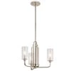 Kimrose 3-Light Polished Nickel with Satin Nickel Art Deco Dining Room Chandelier with Clear Fluted Glass by KICHLER -Kichler Sales polished nickel kichler chandeliers 52410pn 64 1000