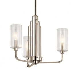 Kimrose 3-Light Polished Nickel with Satin Nickel Art Deco Dining Room Chandelier with Clear Fluted Glass by KICHLER 11 Kimrose 3-Light Polished Nickel with Satin Nickel Art Deco Dining Room Chandelier with Clear Fluted Glass by KICHLER -Kichler Sales polished nickel kichler chandeliers 52410pn c3 1000
